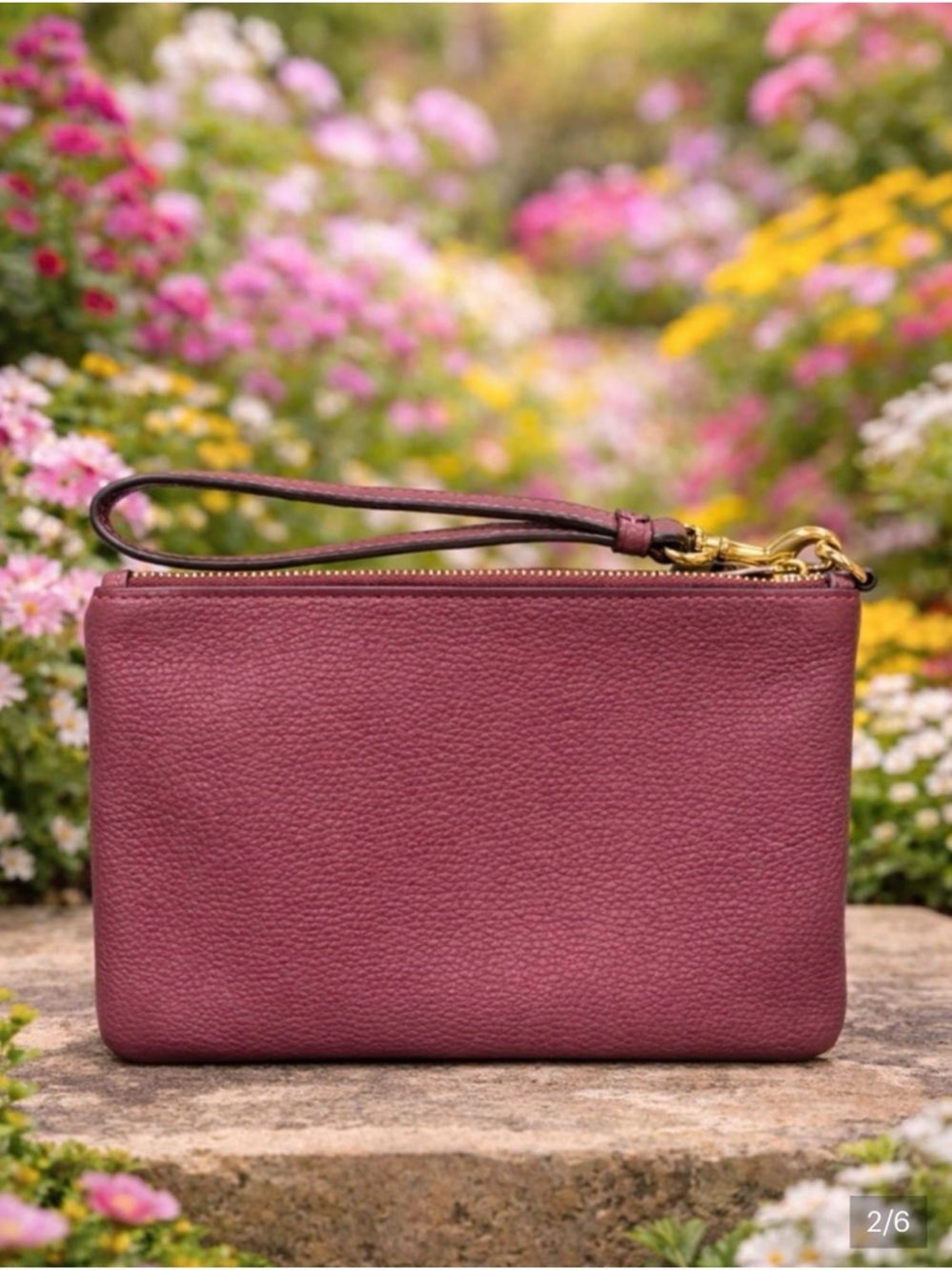 Coach Pink Leather Wristlet Clutch - Picture 2 of 6